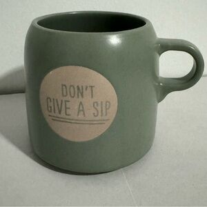 “Don’t Give A Sip” Mossy Green Ceramic Coffee/Tea Mug Lg Mug Cool Design…